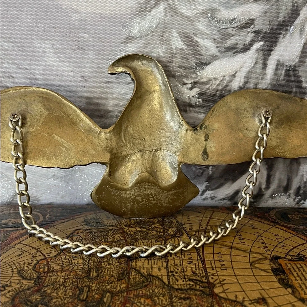 Vintage Large Brass Eagle Wall Decor 18” Wingspan Heavy Cast Americana